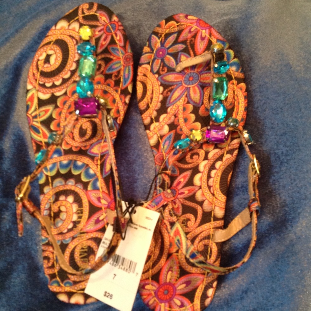 New multi-colored sandals with tags